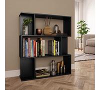 DYRJDJWIDHW Bibliothèque Cloison Noir 80x24x96 cm Bois d’ingénierie Étagère Multi-Usage Range-Livres Séparateur Pièce Meuble Rangement Salon Bureau