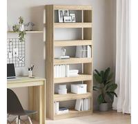 DYRJDJWIDHW Bibliothèque étagère Chêne Sonoma 80 x 30 x 198 cm Bois d'ingénierie Moderne Salon Rangement 6 étagères Ouverte Meuble bibliothèque Design Contemporain