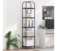 DYRJDJWIDHW Bibliotheque Rangement 5 Etageres 40x30x183 cm Chêne Noir Bois Ingenierie Moderne Salon Bureau Pieds Metal Stable Facile Monter