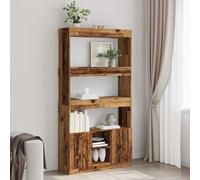 DYRJDJWIDHW Buffet Haut Vieux Bois 92x33x180 cm Bois d ingénierie Meuble de Rangement Armoire Salon Salle à Manger Vintage Style