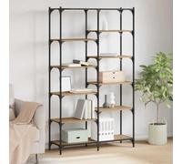 DYRJDJWIDHW Étagère chêne Artisanal 100 x 32 x 170 cm Bois d'ingénierie Bibliothèque Autonome Rustique avec Support métal Rangement spacieux Salon séparateur pièce