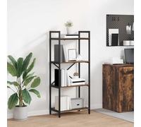 DYRJDJWIDHW Étagère Chêne fumé 56 x 34 x 133,5 cm Bois d'ingénierie, Bibliothèque Industrielle avec 4 Niveaux, Rangement Livres Déco pour Salon Bureau, Design Loft Urbain Robuste et Durable