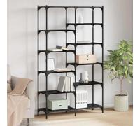 DYRJDJWIDHW Étagère Chêne Noir 100 x 32 x 170 cm Bibliothèque Bois d ingénierie avec Support Métal Étagère Autonome Rangement Salon Livres Décoration Rustique Industriel