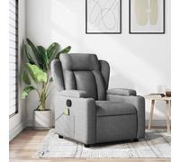 DYRJDJWIDHW Fauteuil Massage inclinable Gris Fonçé Tissu avec 6 Points de Vibration, Siège Confortable pour Salon et Bureau, Détente Max à 135°, Cadre Bois Métal Stable, Porte-Gobelets
