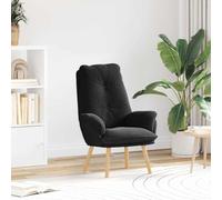 DYRJDJWIDHW Fauteuil Relaxant Moderne en Tissu Sherpa Doux et Chaud, Noir avec Pieds en Bois d'Hévéa, Confortable pour Salon et Bureau, Dimensions 69x74x93 cm, Support Jusqu'à 110 kg