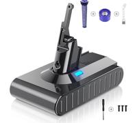 Dyson V8, batterie de rechange, 21,6 V lithium-ion 6000 mAh avec 21700 éléments, gris, compatible avec V8 Absolute/Fluffy