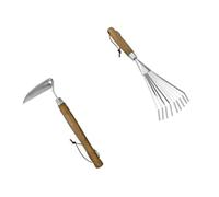 DYYEUAVT Houe Faucille De Jardinage, Petit Râteau À Main De 14.6 Pouces for Les Zones Restreintes, Jardin en Acier Inoxydable À 9 Dents avec Bois Ergonomique