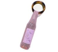 DZHCBNE 1 porte-monnaie à vin, pochette à vin avec poignée en résine, porte-bouteille en maille faite à la main et strass intégrés, sac à tasse polyvalent et pratique, pour un usage quotidien, élégant