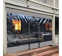 DZHTUF Rideau extérieur Transparent Étanche avec Fermeture à glissière,Bâche Rideau en Vinyle de 0.3mm épaisseur,Coupe, 1/2/3/4/5m,Panneau Latéral Étanche pour Porche,L×H-5×3m(197 * 118in)