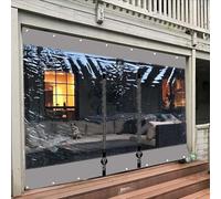 DZHTUF Rideau extérieur Transparent Étanche avec Fermeture à glissière,Bâche Rideau en Vinyle de 0.3mm épaisseur,Coupe, 1/2/3/4/5m,Panneau Latéral Étanche pour Porche,L×H-4×3m(158 * 118in)
