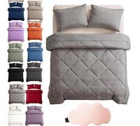DZ'HUE Couette Easy Sleep 2 en 1, avec 2 Taies d'oreiller, Kein Separater Bezug NöTig, Couette Toutes Saisons, Douce Et Respirante, Lavable en Machine, pour La Maison et L'ExtéRieur (Gris,220 * 240)