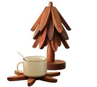 DzpKrka Lot de Dessous De Plat en Bois pour Art Arbre, 10x10x22cm Arbre De Dessous De Plat en Bois, Plats Pliable en Forme d'arbre, Dessouss De Plats Arbres pour Casserole Théière Chauds