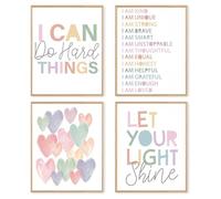 dzxnouart Lot de 4 impressions d'art mural positives, affiches sur toile arc-en-ciel bohème pour salle de classe, image inspirante pour chambre de fille, sans cadre (20 x 25 cm)