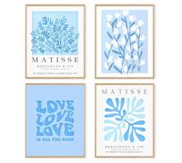 dzxnouart Matisse Lot de 4 impressions d'art mural abstraites sur toile pour salon, chambre à coucher, sans cadre (50 x 70 cm)