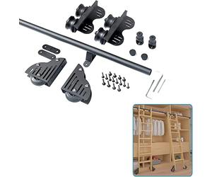 DZZTHSH Échelle rétractable en Bois, kit d'escalier pour bibliothèque, Rail Coulissant, Armoire Murale, Accessoires pour échelle en Bois, Convient pour Salle d'étude bibliothèque