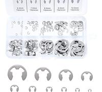 E-Clip Anneau,Type E Anneau Assortiment,Anneau Circlips en E,120PCS Assortiment Circlip Circlips Rondelle Arbres Verrouillage E-Clip Bague Retenue Externe Snap (Acier Inoxydable)