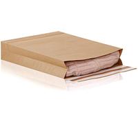 e-Green® Lot de 100 sacs plissés adhésifs avec fond en bloc et soufflet latéral, enveloppes en papier kraft marron, deux bandes adhésives + fil à déchirer, 570 x 450 x 100 mm, 120 g/m²