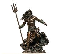 e-katastima Poséidon Figurine Grecque du Dieu de la mer Neptune Sculpture Finition Bronze 20 cm Résine Marrón Hauteur (sans Trident) : 20,5 cm