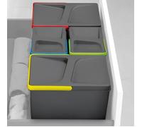 EMUCA 8937323 Poubelles, Compartiments de Recyclage pour Base à Couper, Plastique, Kit de 2 bacs Hauteur 266 mm et capacité 7 litres, Gris, H 266 mm (2 x 7 L)