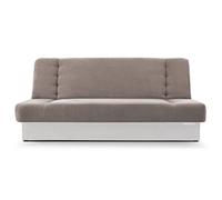 E-MEUBLES Canapé Convertible 3 Places avec Coffre - Clic-Clac avec Rangement | Banquette Lit BZ 2 Places - Sofa Bed en Tissu - Cyprus (Beige + Blanc)