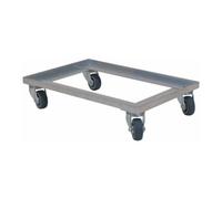 Certeo | Plateau roulant en aluminium | force 200 kg | roues en polypropylène gris