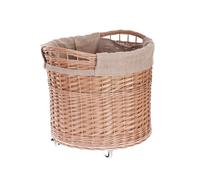 e-wicker24 Alles aus Weide Coffre de rangement en osier ronde avec roulettes et doublure en tissu jute,malle en osier, panier sur roulettes(Naturel-jute)