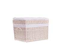 e-wicker24 Alles aus Weide Coffre en osier,grand panier,corbeille,malle,caisse de rangement en osier (Blanc_blanc)