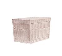 e-wicker24 Alles aus Weide Coffre en osier,grand panier, corbeille,malle en osier,caisse de rangement en osier (Blanc-creme)