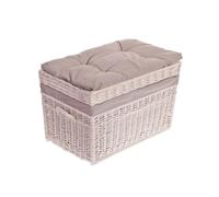 e-wicker24 Alles aus Weide Coffre en osier,grand panier en osier,corbeille,malle,caisse de rangement en osier (Blanc_beige)