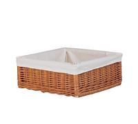 e-wicker24 Alles aus Weide Corbeille de rangement, Panier en osier pour présenter la viennoiserie,Corbeille de présentation Plateau,caisse,Panier d'osier clair rectangulaire (40x30 H12_doublure)
