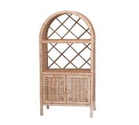 e-wicker24 Alles aus Weide Étagere, bibliotheque, Armoire en Osier de Rangement, Decor Salon Maison (Naturel_Bois, avec Porte)