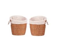 e-wicker24 Alles aus Weide Lot de 2 paniers à baguettes, en osier, panier à pain, panier de service, support à pain, boîte à pain en osier naturel,rangement baguette (naturel avec doublure)