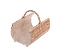 e-wicker24 Alles aus Weide Panier à bûches en osier buff,panier à bois de cheminée ovale (50 x 36 H: 29/40, Naturel_jute)