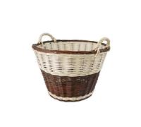 e-wicker24 Alles aus Weide Panier de cheminée en osier pour bois de chauffage avec poignées en bois (clair)