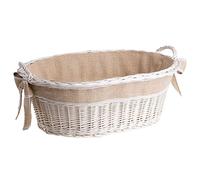 e-wicker24 Alles aus Weide Panier et porte-bûches, corbeille en osier, panier blanc avec 2 anses, corbeille a linge, panier de transport, paniers d'épicerie, baquet,