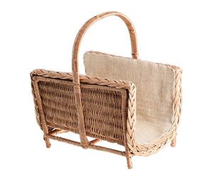 e-wicker24 Alles aus Weide Panier et porte-bûches pour cheminées en osier blanc (Naturel_jute)