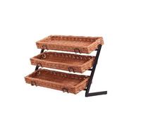 e-wicker24 Alles aus Weide Présentoir-etagère 3 étages,corbeille à fruits,panier de rangement,stockage en metal,présentoir de marché, Étagère pour organisateur (64x34 H44)