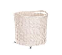 e-wicker24 Coffre de Rangement en Osier Blanc-Crème Ronde, Malle Panier à Linge et Décoration