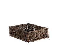 e-wicker24 Corbeille de rangement, Panier en osier pour présenter la viennoiserie,Corbeille de présentation Plateau,caisse,Panier d'osier clair rectangulaire (40x30 h12, Maron/gris)