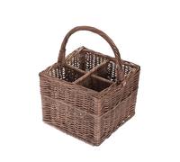 e-Wicker24 Porte-bouteille en Oseille, Panier de Transport et Cadeau, Pour Vin, Eau ou Autres Boissons (28x28 H 23, Brun)