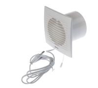 E125WP Aérateur mural avec câble et interrupteur à cordelette pour cuisine, WC, salle de bain, Ø 125 mm