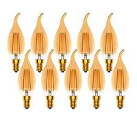 E14 Ampoule Flamme,4W Ampoules Bougie Vintage,C35 Forme de Bougie,Non Dimmable,2700K Blanc Chaud Filament LED,400LM,Ambre,10 Pièces