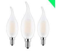 E14 LED candle light , 5W 6000k lumière blanche froide LED bougie ampoule, c35l LED saumure remplacement 40W halogène, AC 220 - 240V, 360 ° angle de faisceau, Filament Verre Dépolie Flamme (3 pièces)