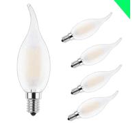 E14 LED candle light , 5W 6000k lumière blanche froide LED bougie ampoule, c35l LED saumure remplacement 40W halogène, AC 220 - 240V, 360 ° angle de faisceau, Filament Verre Dépolie Flamme (5 pièces)