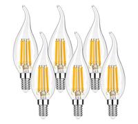 E14 LED Dimmable Bougie Ampoules 60Watt, 6W 806LM Classique Vintage Lustre | Ampoule, Blanc Chaud (2700K) Edison LED Filament Ampoule,Verre, Lot de 6