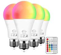 E27 12 Couleurs LED RGBW Ampoule Changement de Couleur Télécommande , Timing et Dimmable RGB+Blanc 10W (Lot de 4)