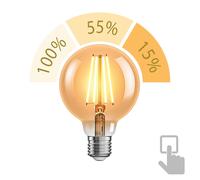 ledscom.de Ampoule LED E27, G95, blanc extra chaud (2500 K), 7,3 W, 818lm, variateur à 3 niveaux, doré