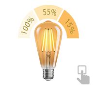 E27 ampoule LED ST64 blanc extra chaud (2500 K) 7,2 W 814lm variateur à 3 [EEK: E]