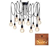 E27 DIY Lustre Araignee Suspension Lampe Suspendue Industrielle Lustre Retro Suspension Luminaire Vintage pour Salon Cuisine Salle Chambre Salle à Manger Bar (Sans Ampoules) (12 Têtes)