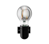 E27 Douille murale en porcelaine FEL noir in mpoule E27 370lm blanc